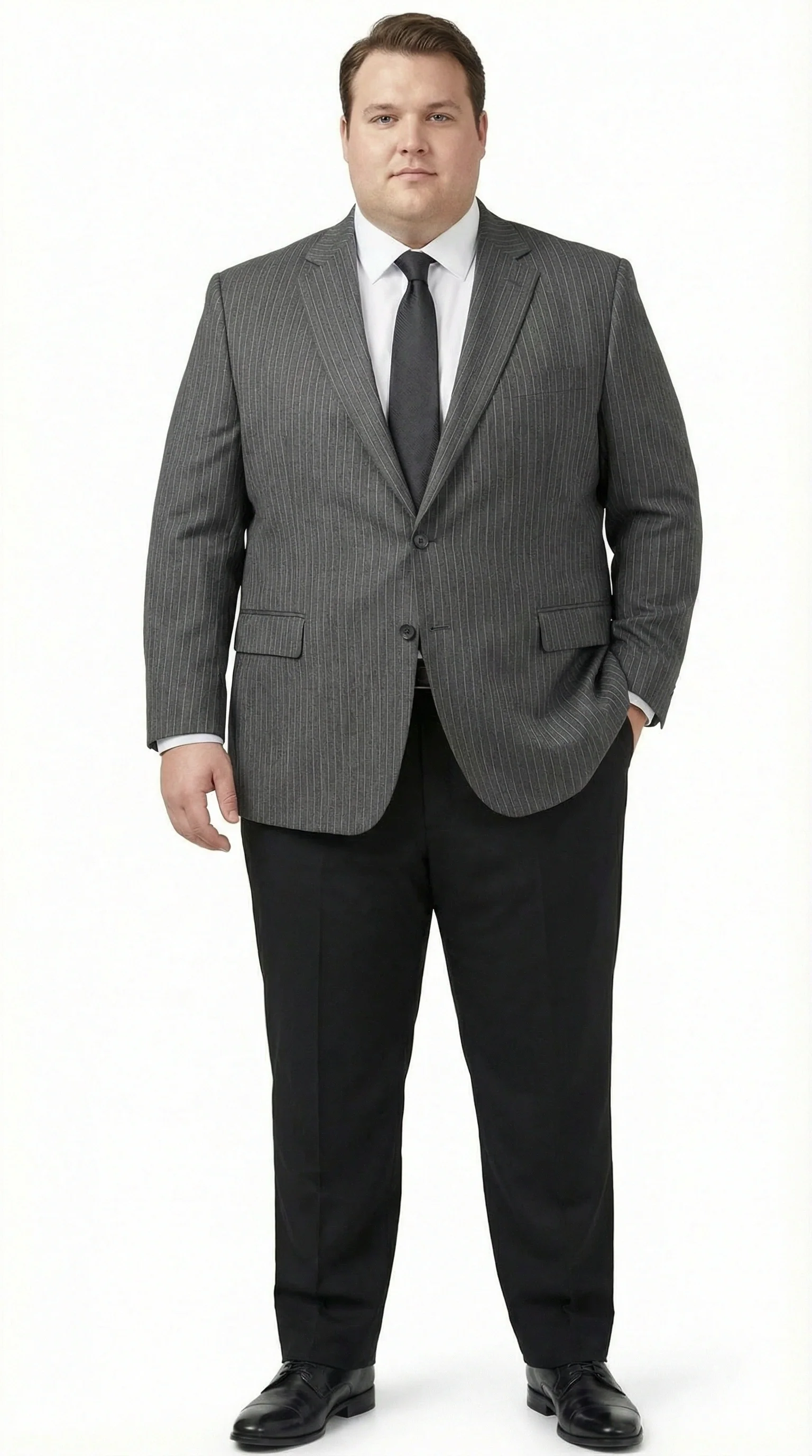 Men’s Charcoal Grey Pinstripe Blazer – Classic Tailored Formal Jacket for Business, Professional Wear Sportcoat - Image 2