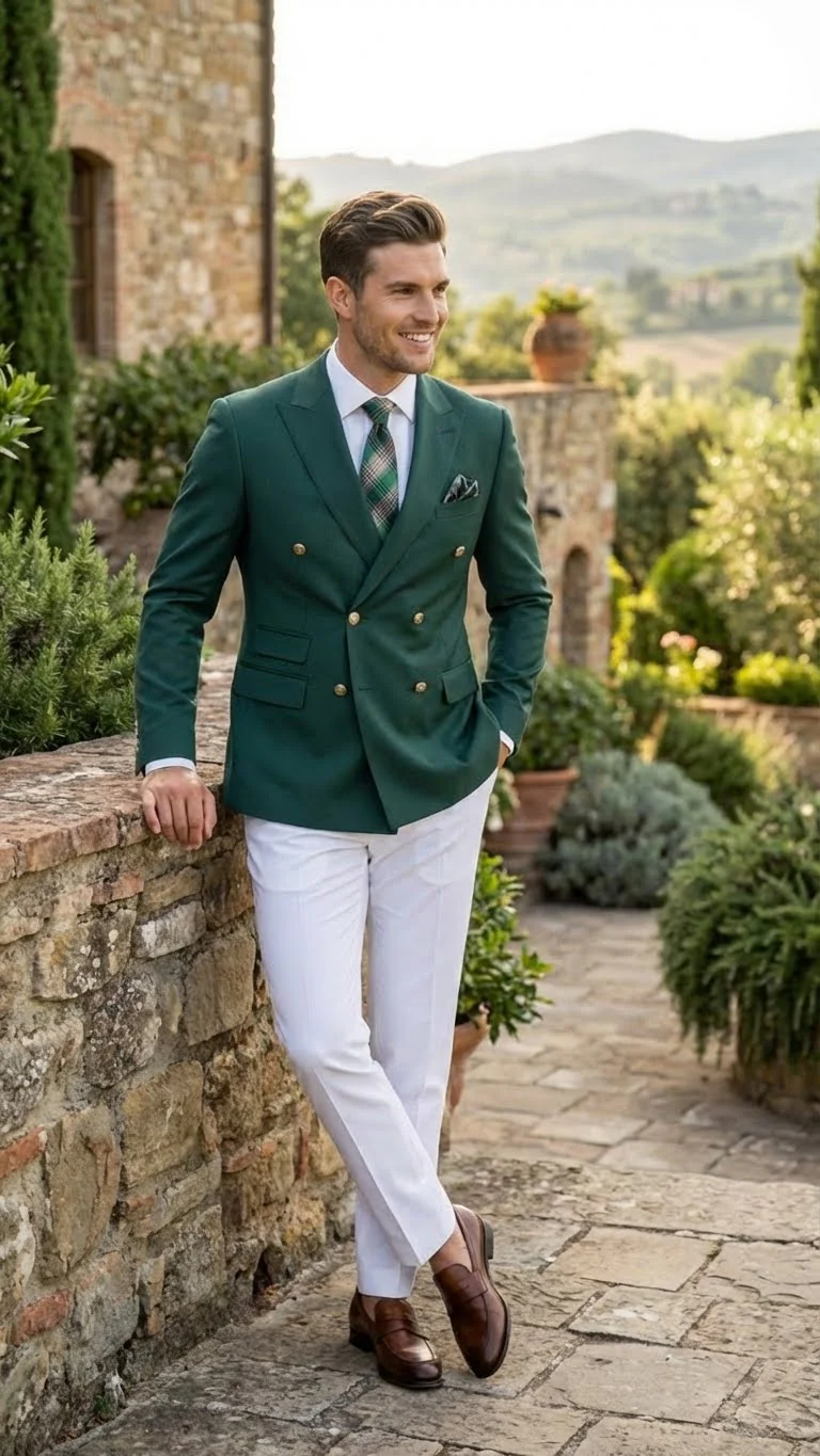 Men’s Dark Green Double Breasted Blazer – Hunter Olive Green Sport Jacket coat - Image 7