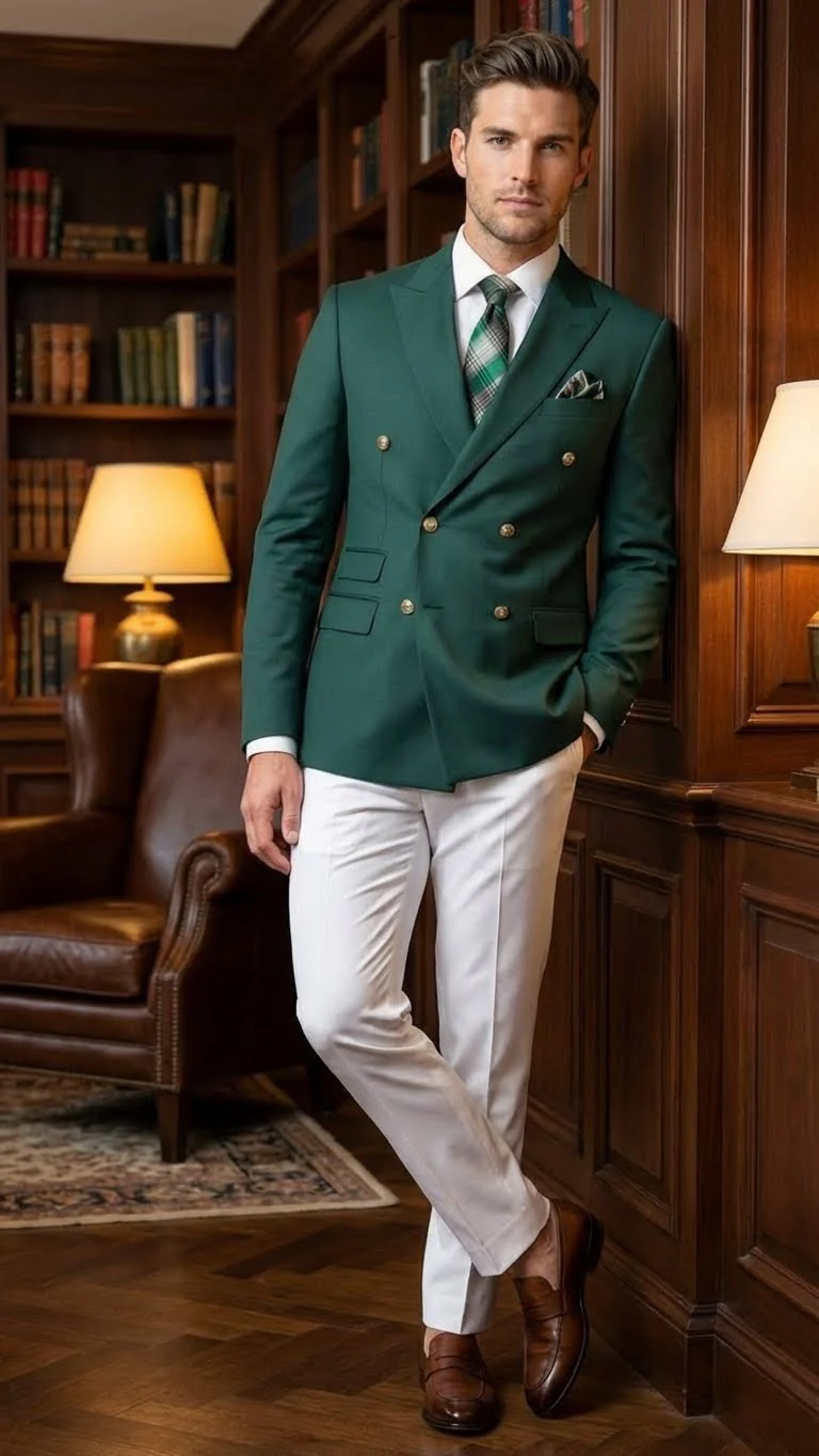 Men’s Dark Green Double Breasted Blazer – Hunter Olive Green Sport Jacket coat - Image 8