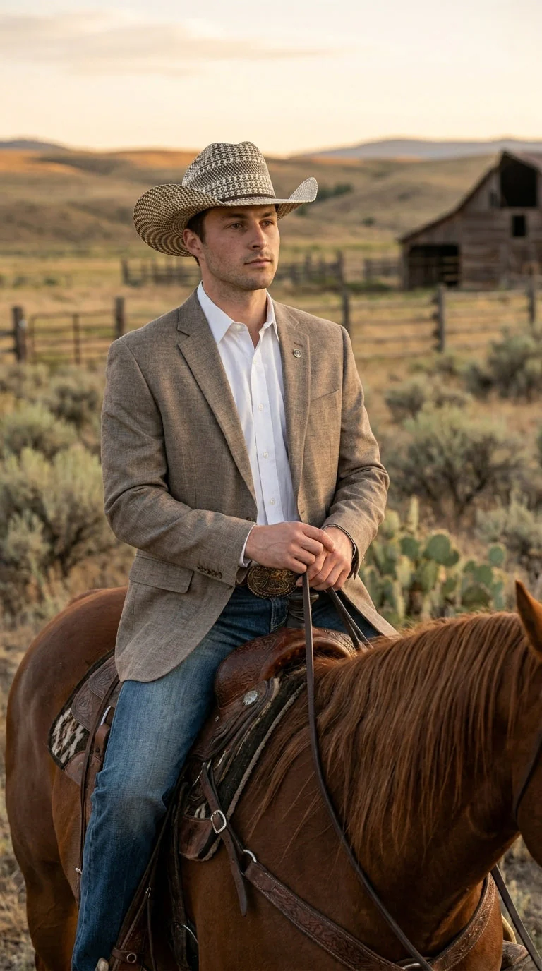 Men’s Dark Tan Taupe Light Brown Western Cowboy Blazer – Classic Country Style Jacket for Wedding, Casual Country Jacket Textured - Image 9