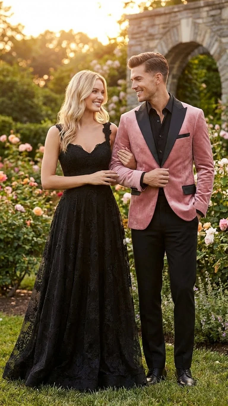 Men’s Dusty Rose Pink Velvet Blazer with Black Satin Lapel | Formal Sport Coat in Mauve Color + Bowtie - Image 6