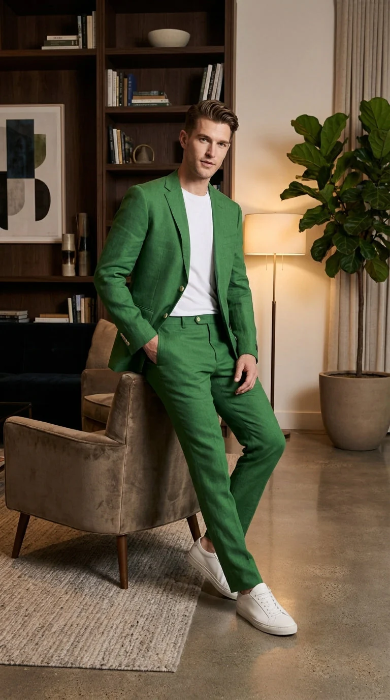 Men’s Emerald Green Linen Suit Set – Lightweight Summer Blazer and Pants, Casual Formal Summer Suit, Breathable Wedding Party Outfit - Image 13
