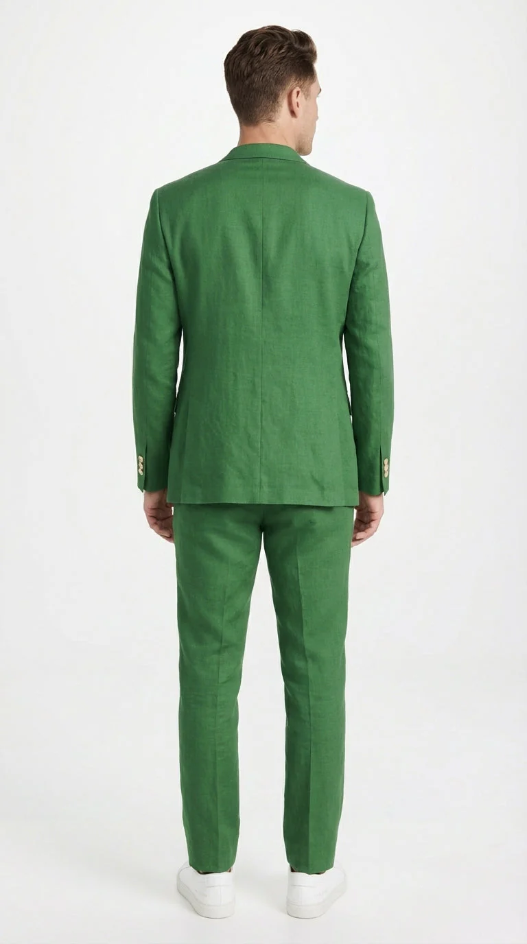 Men’s Emerald Green Linen Suit Set – Lightweight Summer Blazer and Pants, Casual Formal Summer Suit, Breathable Wedding Party Outfit - Image 2