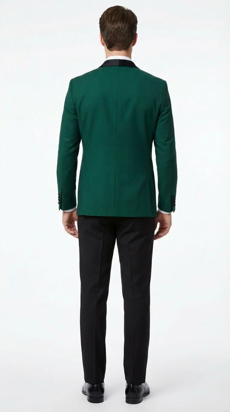 Men’s Emerald Green Tuxedo Jacket with Black Satin Shawl Lapel | Prom Dinner Blazer - Image 10