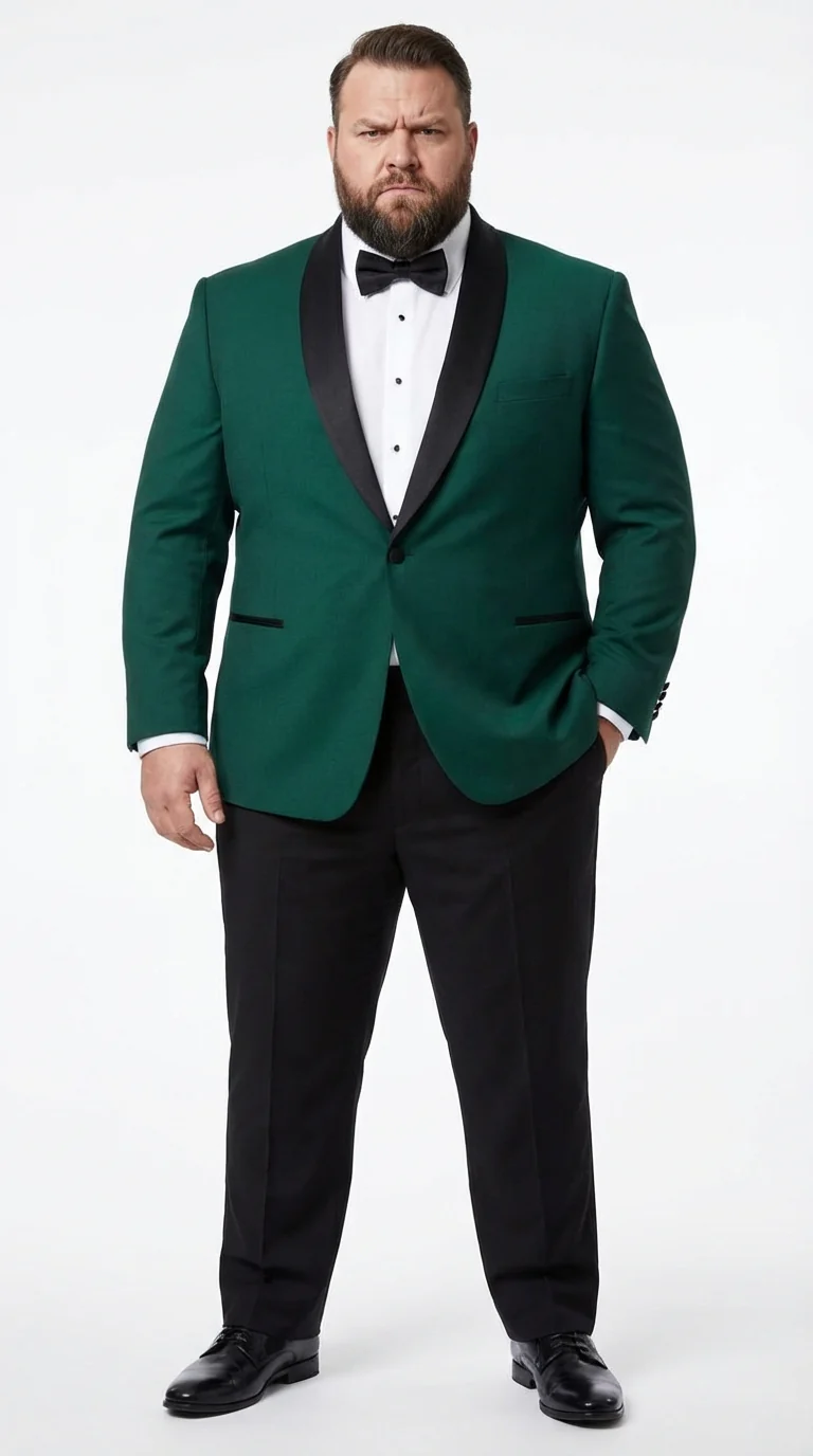 Men’s Emerald Green Tuxedo Jacket with Black Satin Shawl Lapel | Prom Dinner Blazer - Image 5