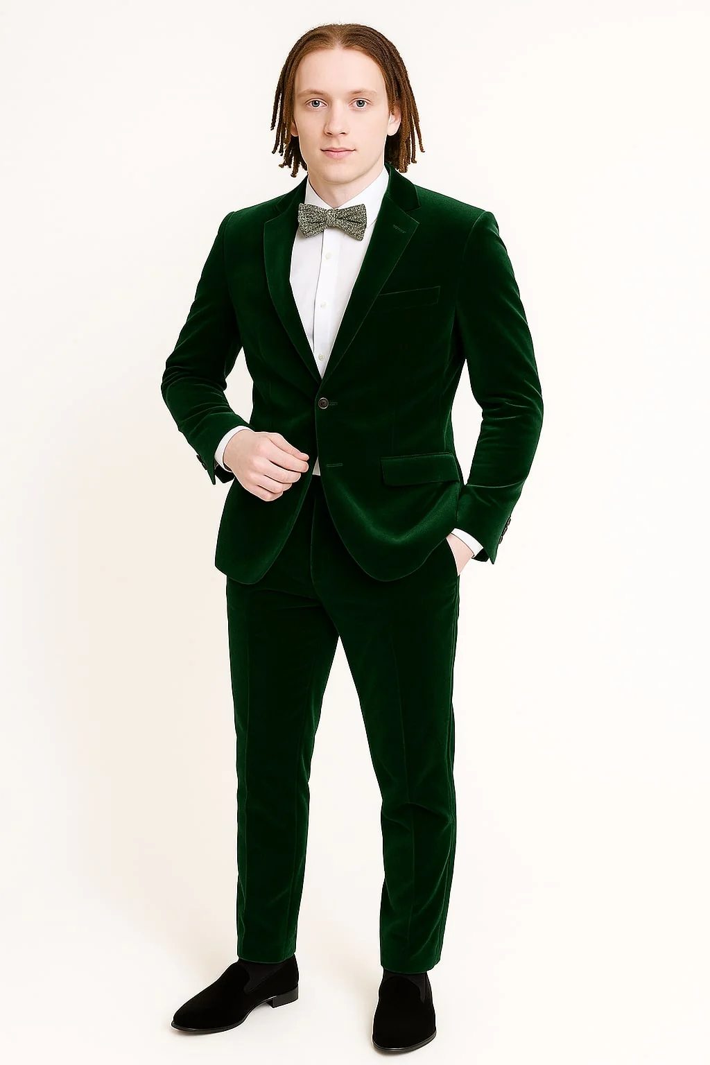 Men’s Emerald Green Velvet Suits – Slim Fit Tuxedo for Weddings, Prom, and Red Carpet Events - Image 2