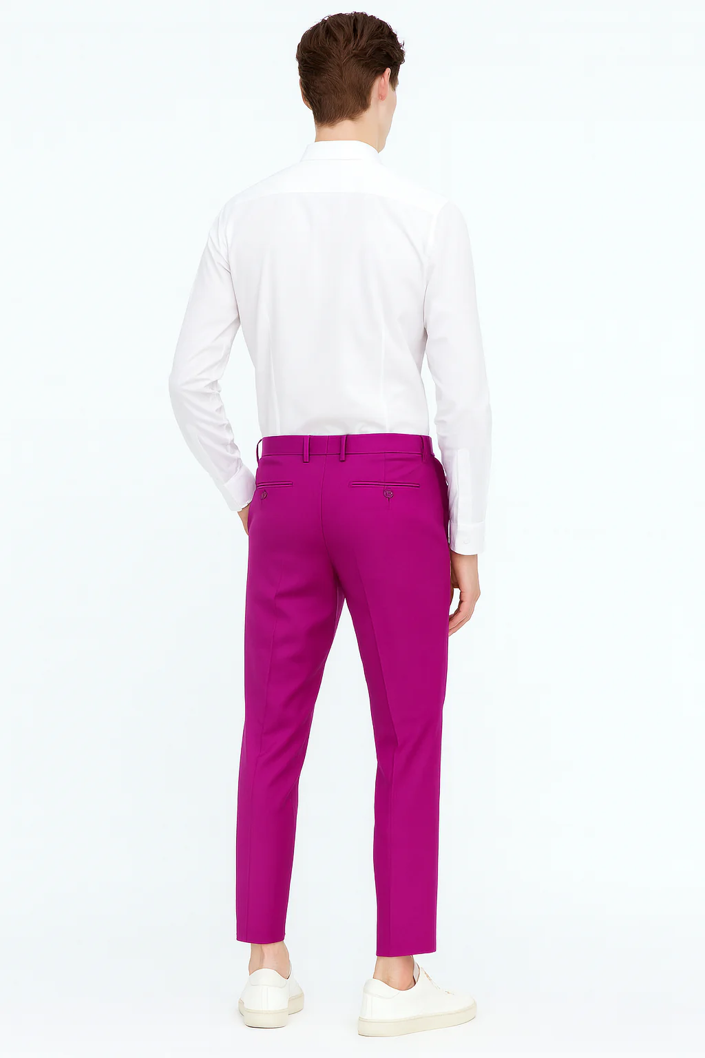 Men’s Fuchsia Dress Pants – Slim Fit Stylish Formal Trousers for Parties in Hot Pink Color - Image 2