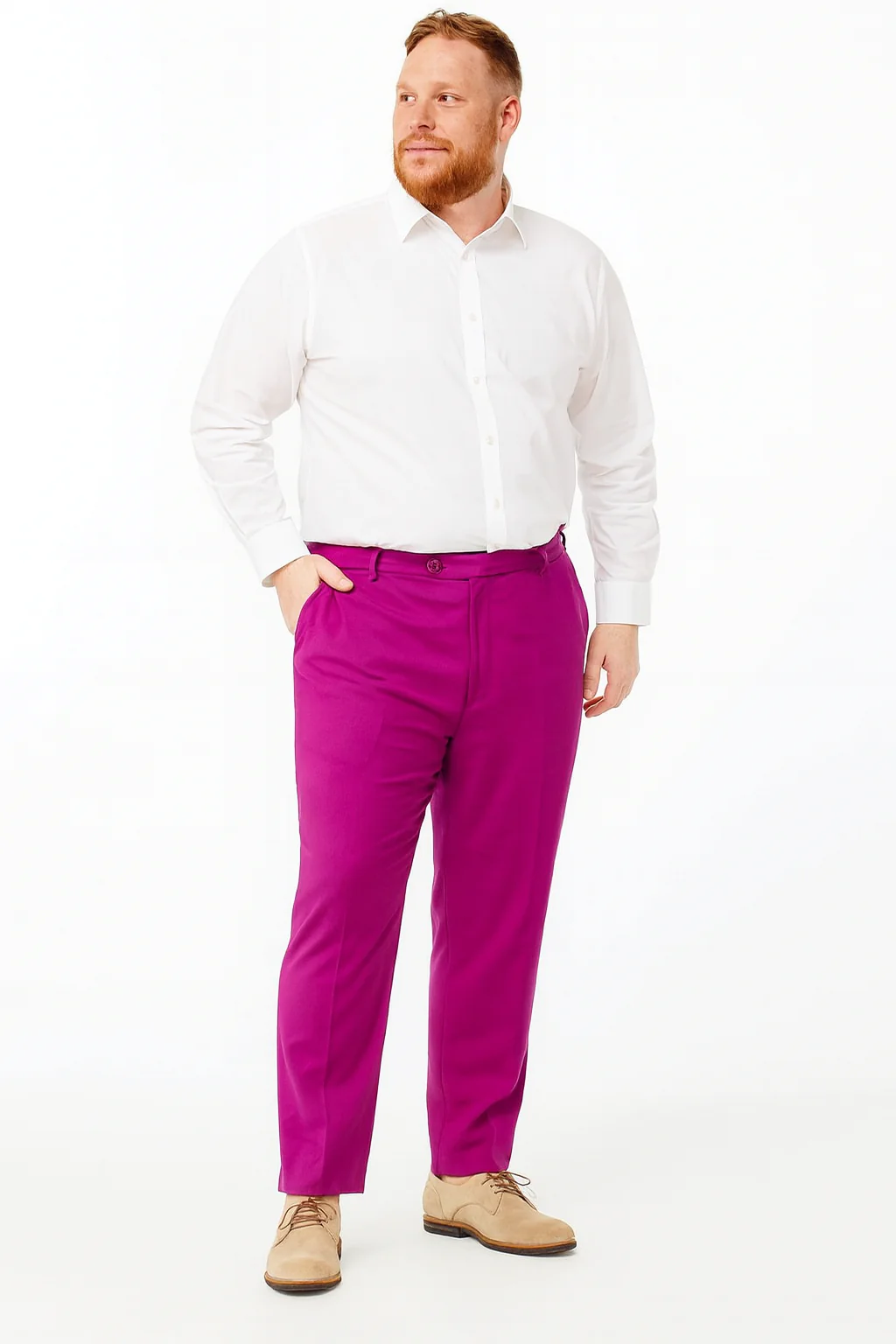 Men’s Fuchsia Dress Pants – Slim Fit Stylish Formal Trousers for Parties in Hot Pink Color - Image 3