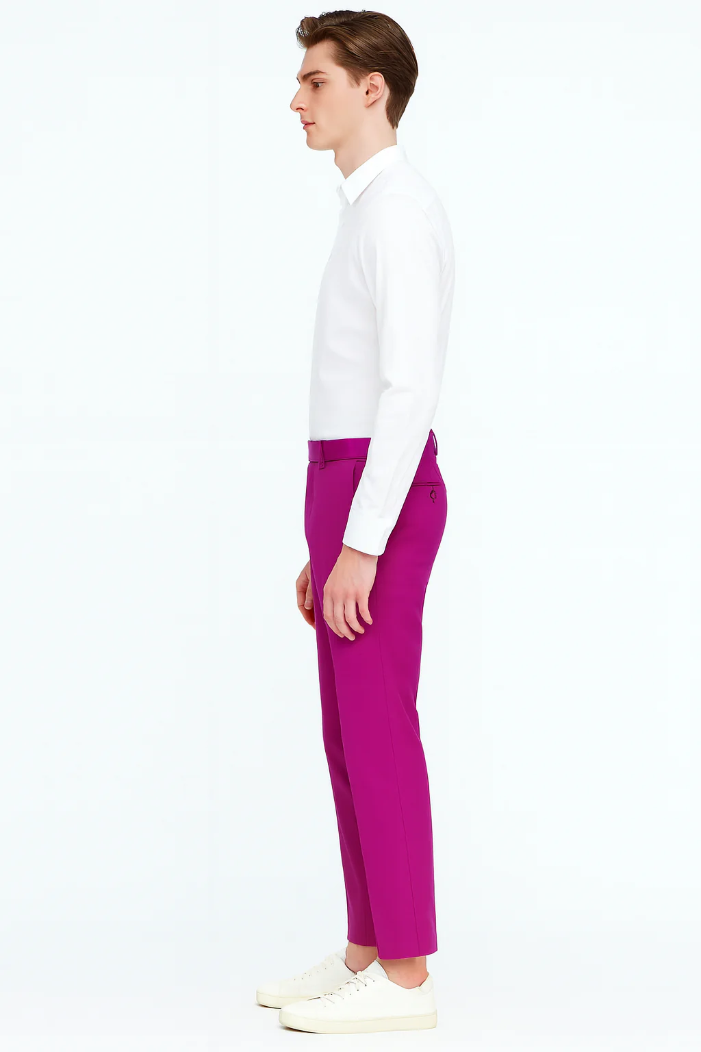 Men’s Fuchsia Dress Pants – Slim Fit Stylish Formal Trousers for Parties in Hot Pink Color - Image 5