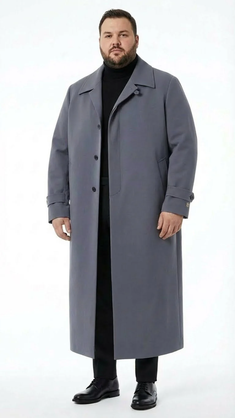 Men’s Full-Length Charcoal Grey Overcoat – Premium Microfiber Blend Long Dress Coat for Winter and Formal Wear in Gray Color - Image 6