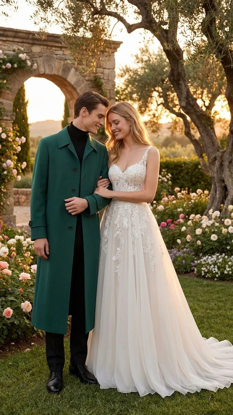 Men’s Full-Length Green Overcoat – Microfiber Blend for Winter Maxi Duster Coat - Image 5