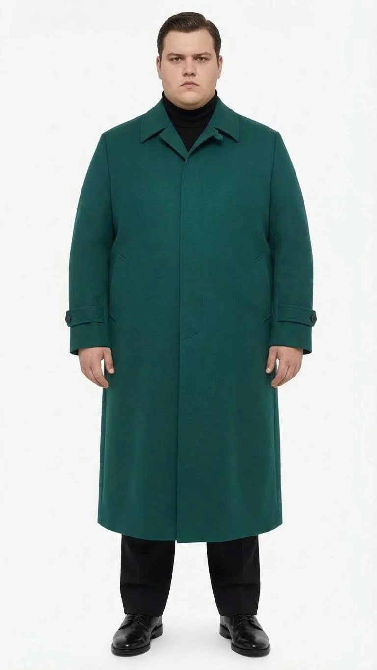 Men’s Full-Length Green Overcoat – Microfiber Blend for Winter Maxi Duster Coat - Image 6