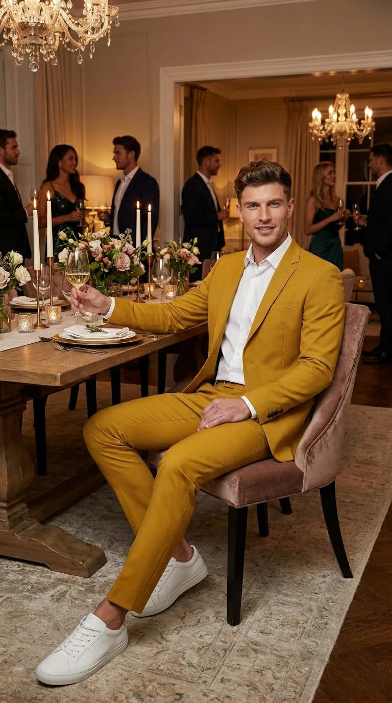 Men’s Gold Mustard Color Suit – Wedding & Prom Formal Suit Outfit, Modern Blazer and Pants - Image 15