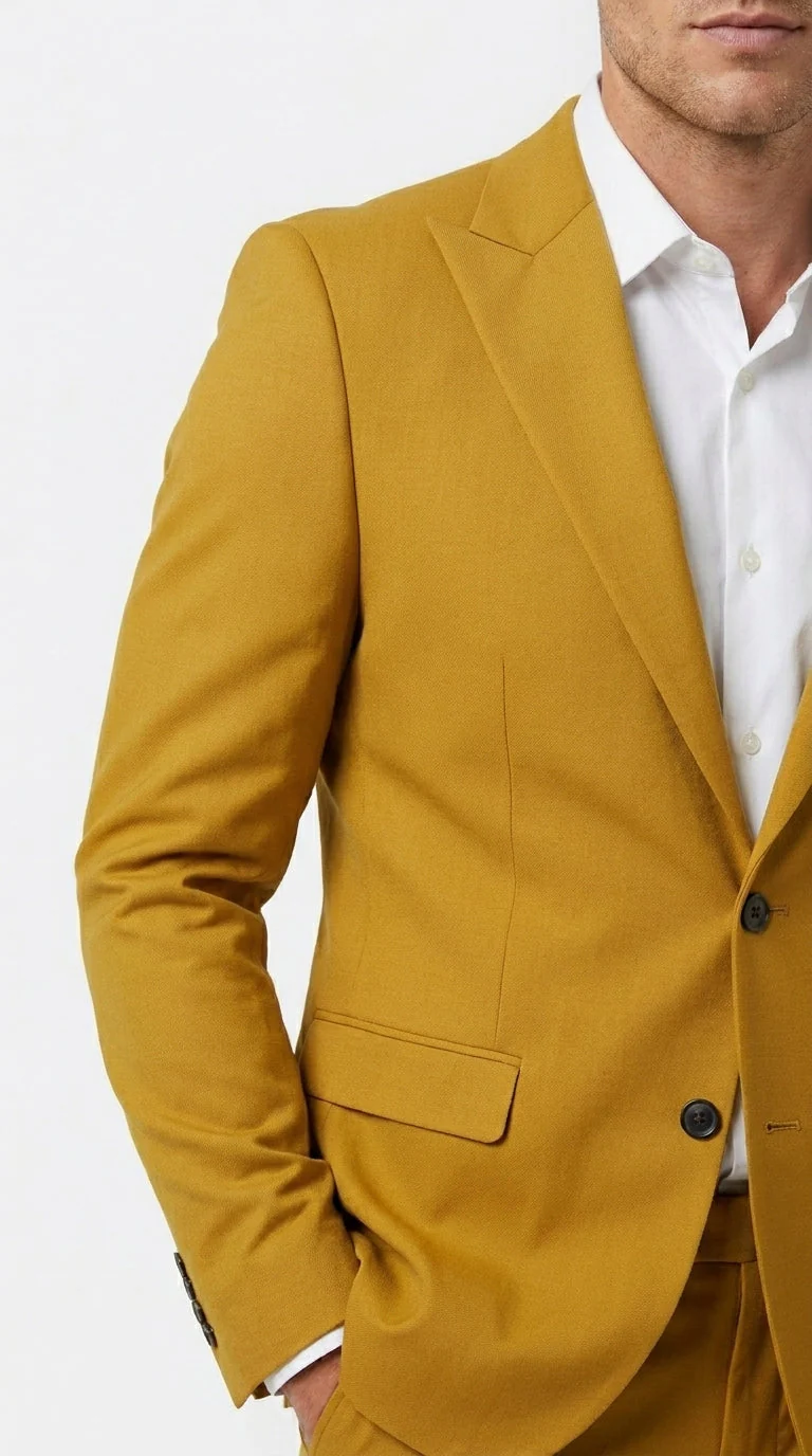 Men’s Gold Mustard Color Suit – Wedding & Prom Formal Suit Outfit, Modern Blazer and Pants - Image 16