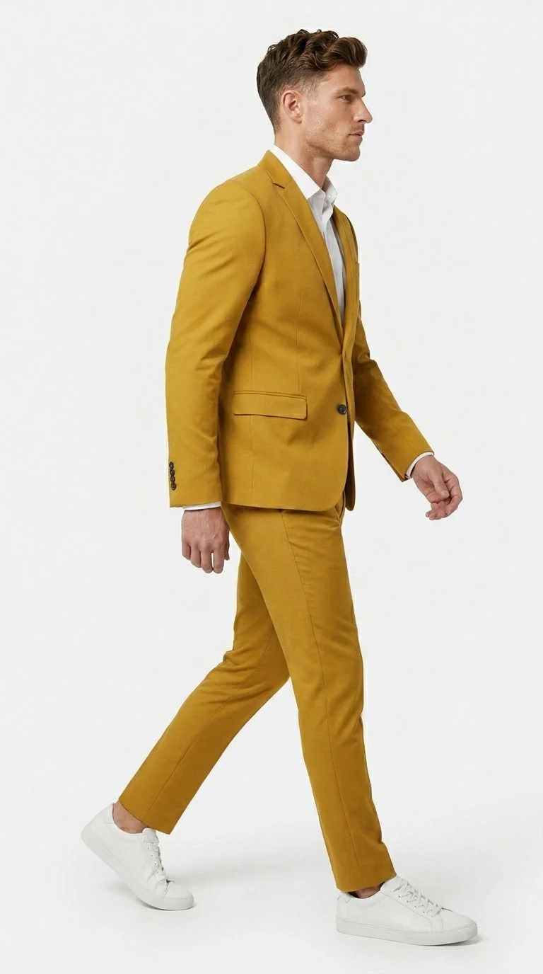 Men’s Gold Mustard Color Suit – Wedding & Prom Formal Suit Outfit, Modern Blazer and Pants - Image 7