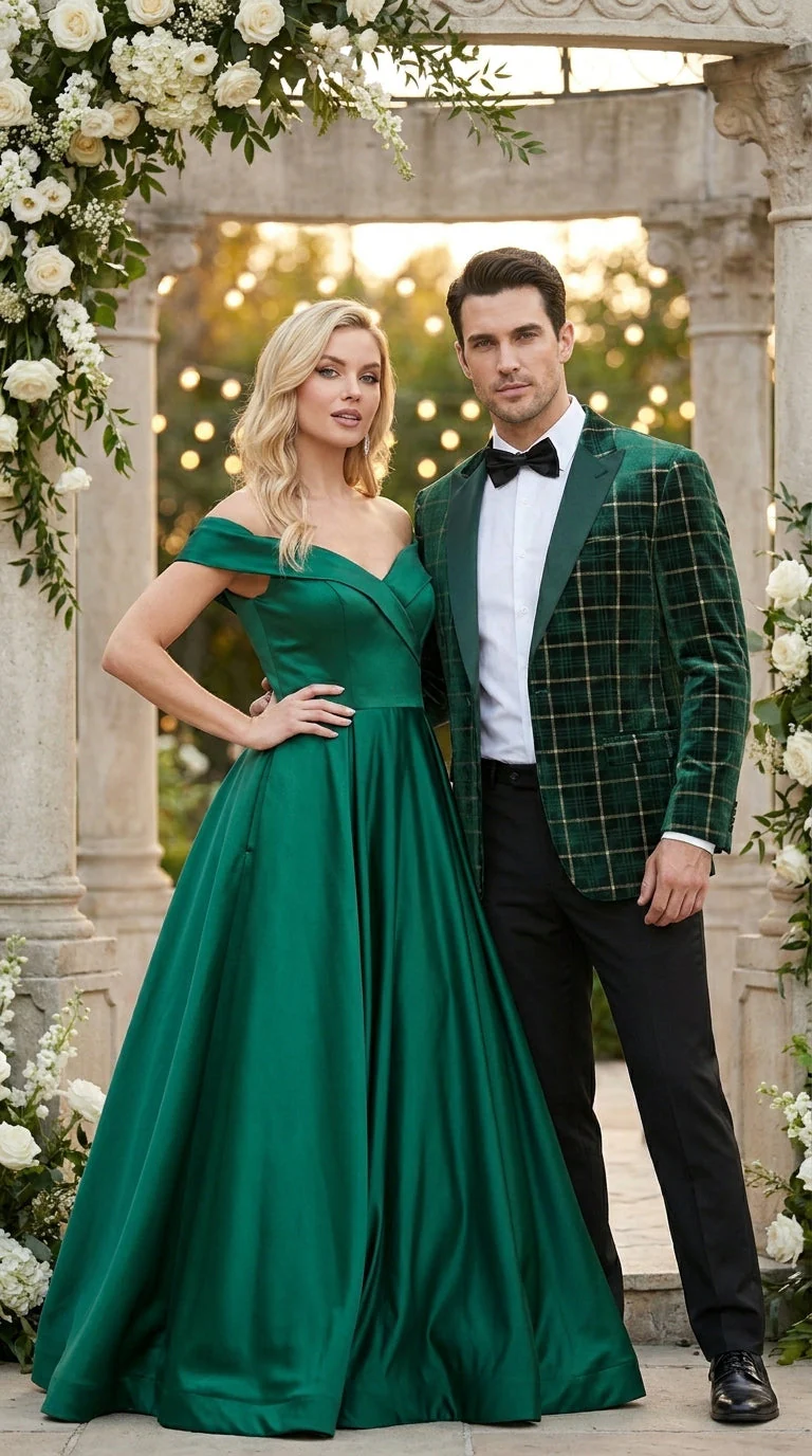 Men’s Green and Gold Plaid Christmas Holiday Blazer – Classic Check Party Jacket for New Year, Wedding and Festive New Year event - Image 9