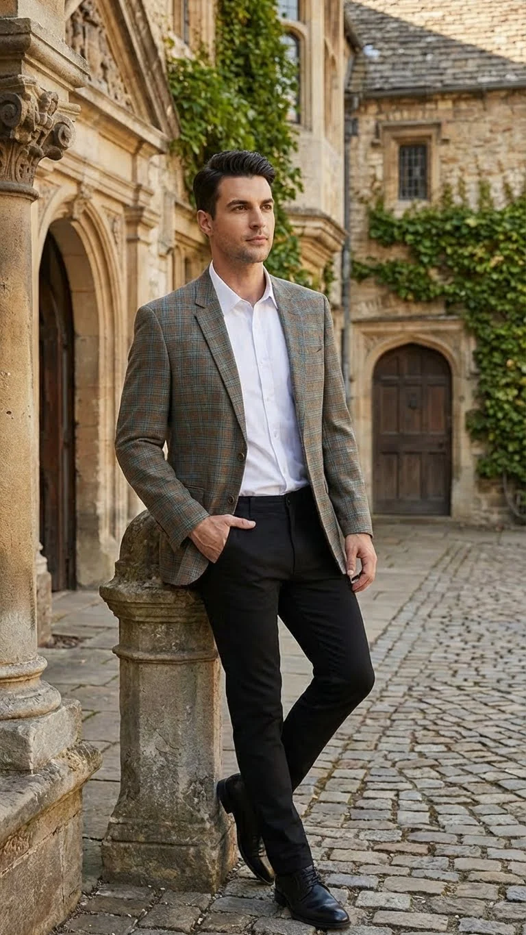 Men’s Green Brown and Teal Plaid Sport Coat – Tailored Fit Check Blazer Jacket - Tartan Sportcoat - Image 8