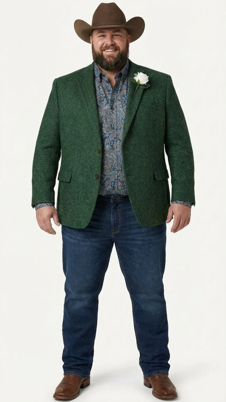 Men’s Green Western Blazer Jacket – Classic Cowboy Style Sport Coat for Wedding, Party and Formal Events - Image 6