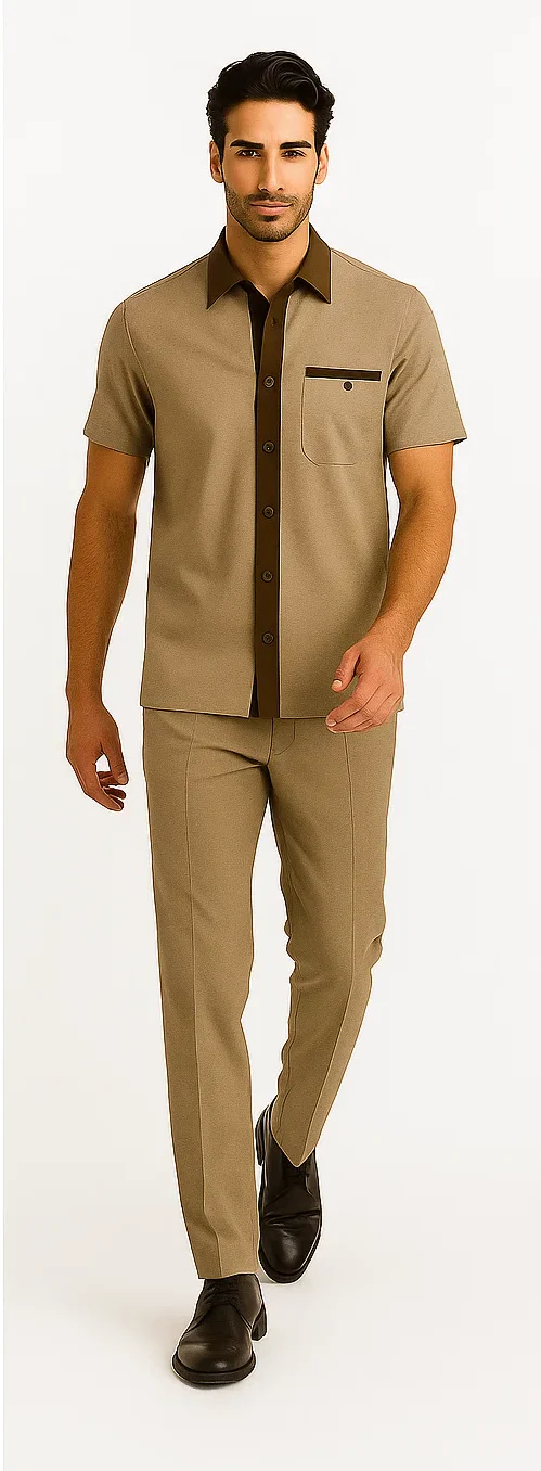 Mens Houndstooth Walking Suit by Dreams by Zacchi – 2 Piece Lei sure Set in brown/tan- $’99 - Image 8