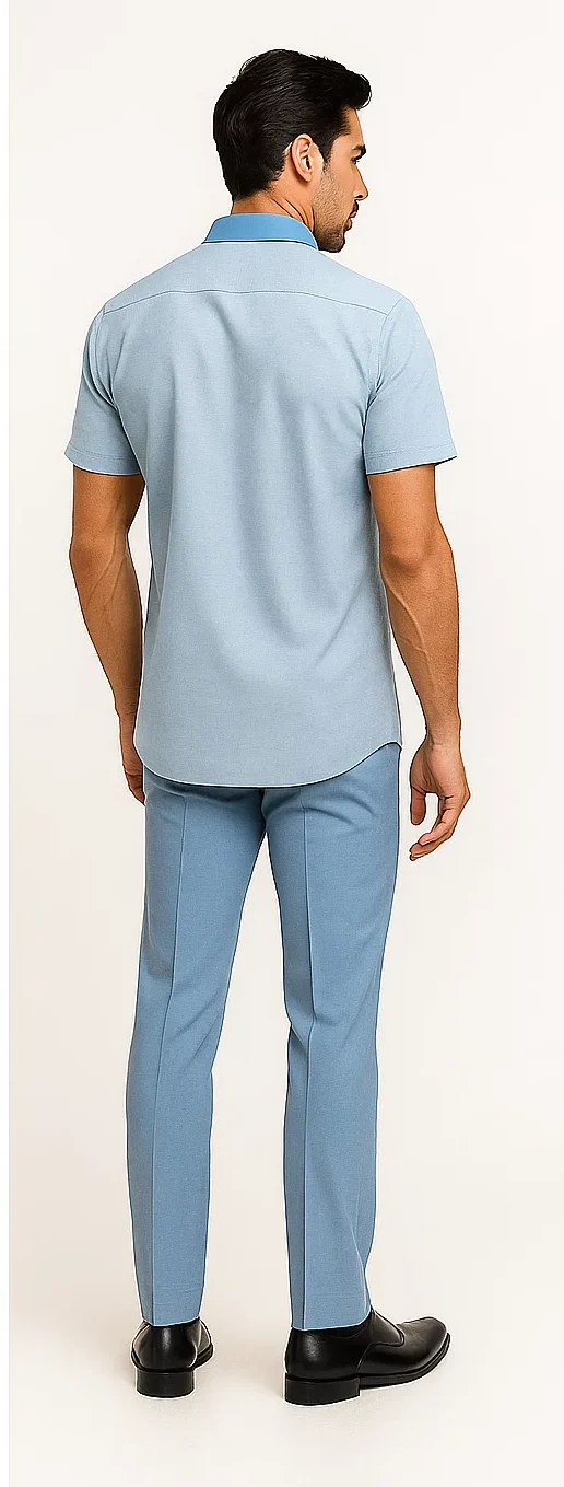 Men’s Houndstooth Walking Suit by Dreams by Zacchi – 2 Piece Lei sure Set in Sky Blue - $99 - Image 4