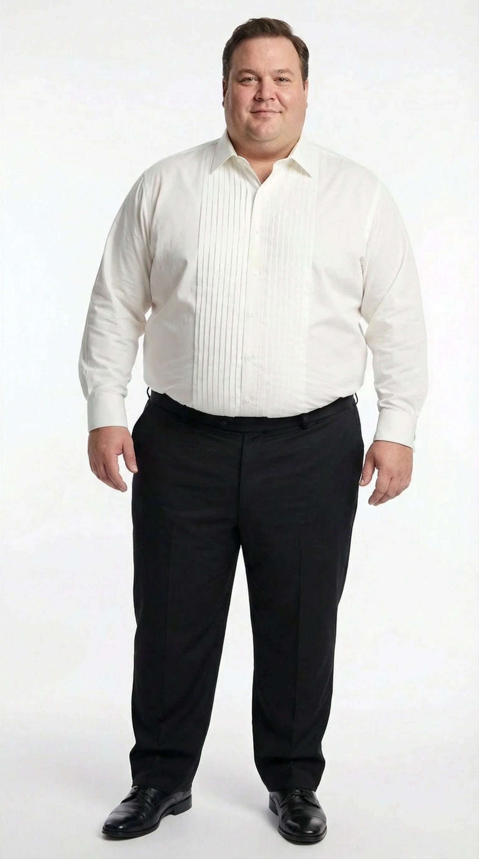 Men’s Ivory Cream Off White  Pleated Tuxedo Dress Shirt | French Cuff Formal Wedding Shirt - Image 6