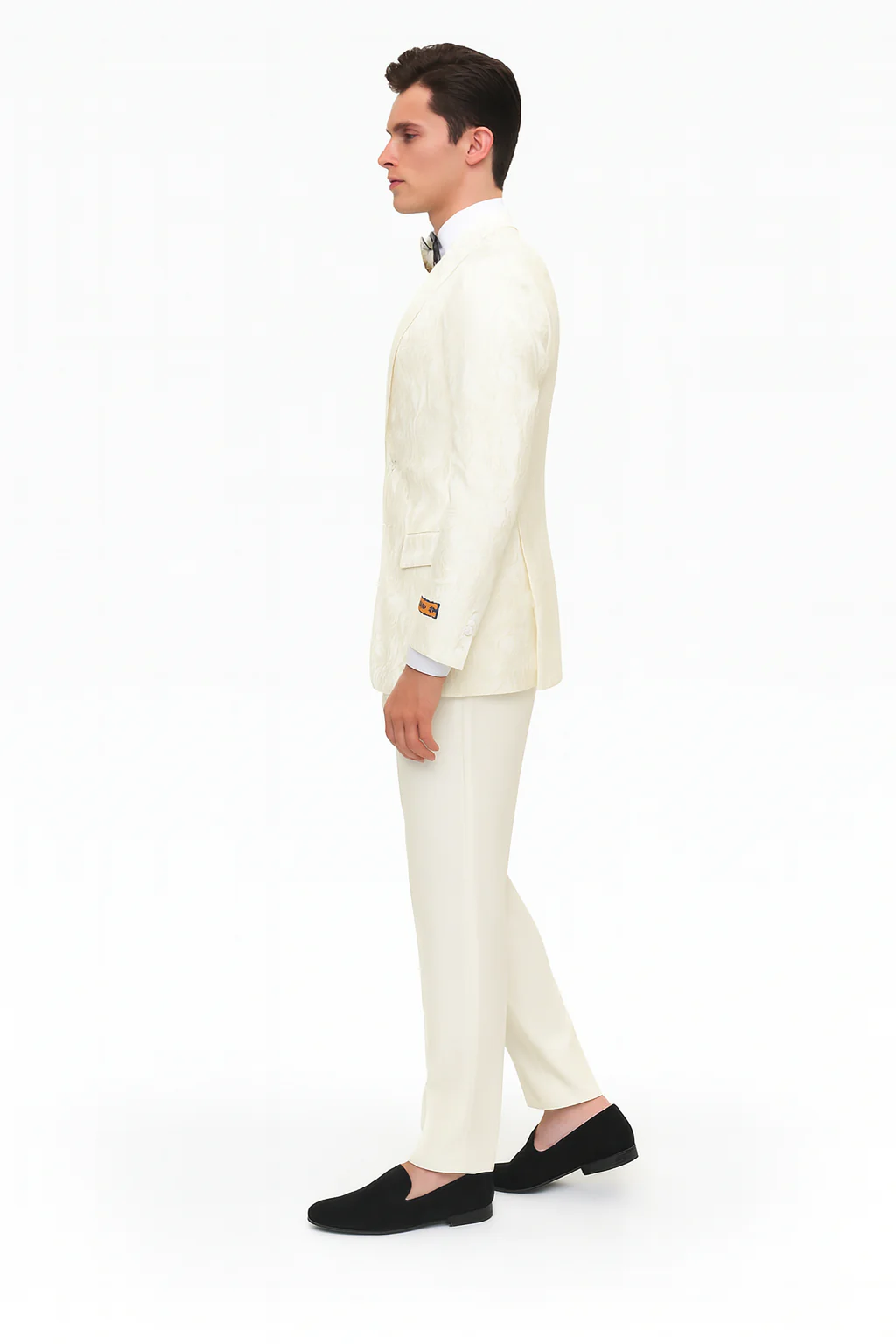 Men’s Ivory Floral Embroidered Tuxedo Jacket – Elegant Wedding and Party Blazer in Cream Color With Ivory Pants - Image 5