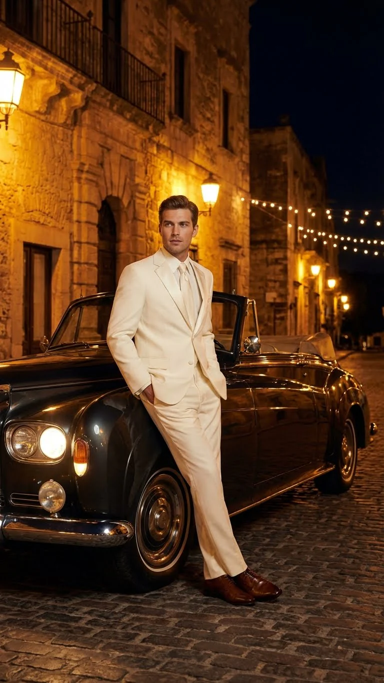 Men’s Ivory Tuxedo Suit with Satin Notch Lapel – Formal Wedding and Evening Wear Suit in Cream Off White Color - Image 7