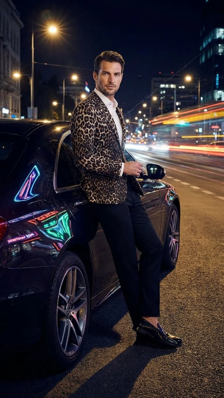 Men’s Leopard Print Blazer – Slim Fit Statement Jacket for Evening, Party, and Fashion Wear - Image 4