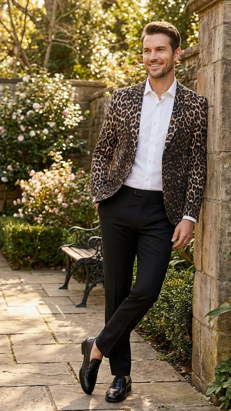 Men’s Leopard Print Blazer – Slim Fit Statement Jacket for Evening, Party, and Fashion Wear - Image 5