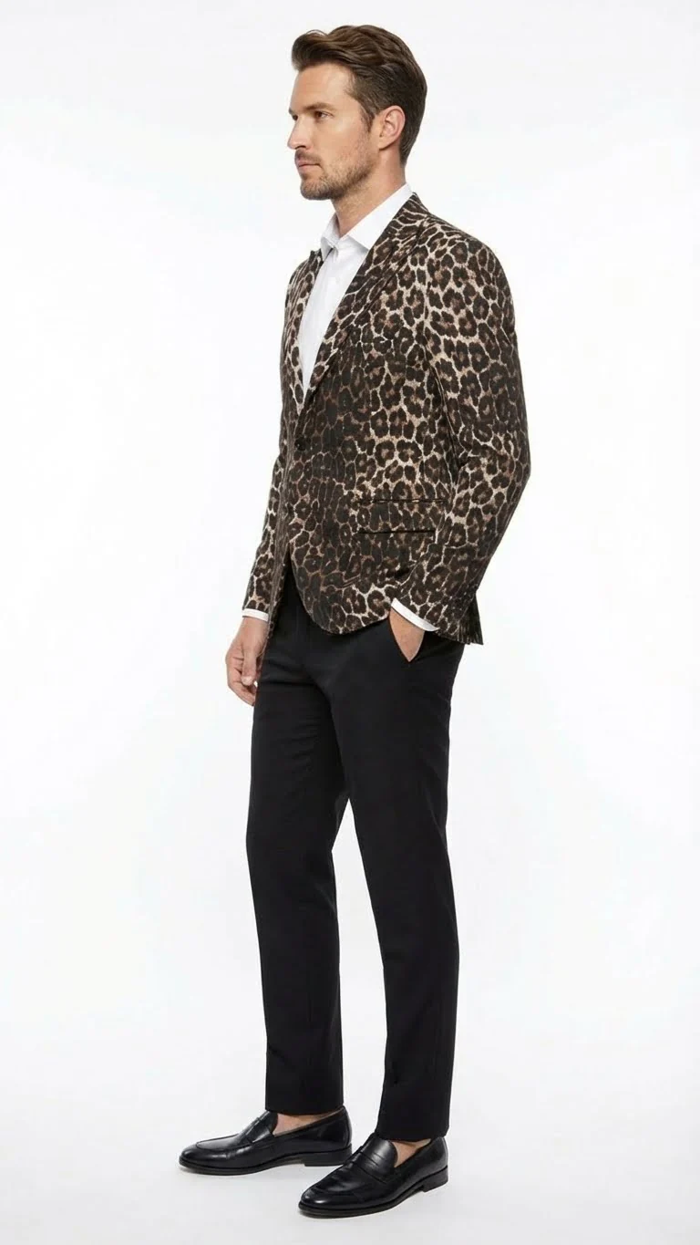 Men’s Leopard Print Blazer – Slim Fit Statement Jacket for Evening, Party, and Fashion Wear - Image 7
