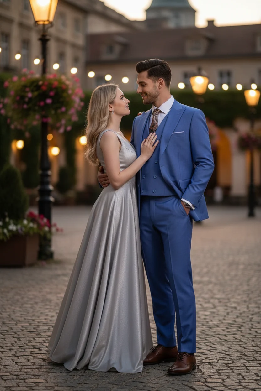 Men’s Light Blue Double-Breasted 3-Piece Suit Set – Tailored Fit Formal Business Suit in Steel Blue Sky Blue Color - Image 6