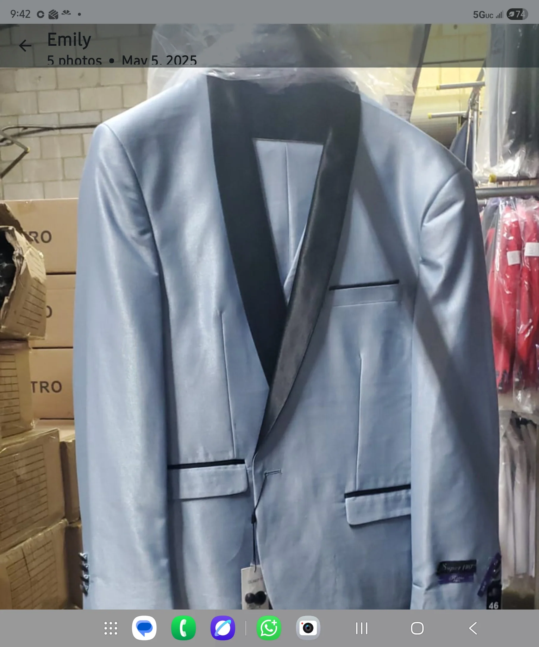 Men’s Light Blue Shiny 3 Piece Suit with Black Shawl Lapel | Formal Wedding Prom Suit - Sateen Sharskin Suit - Image 10