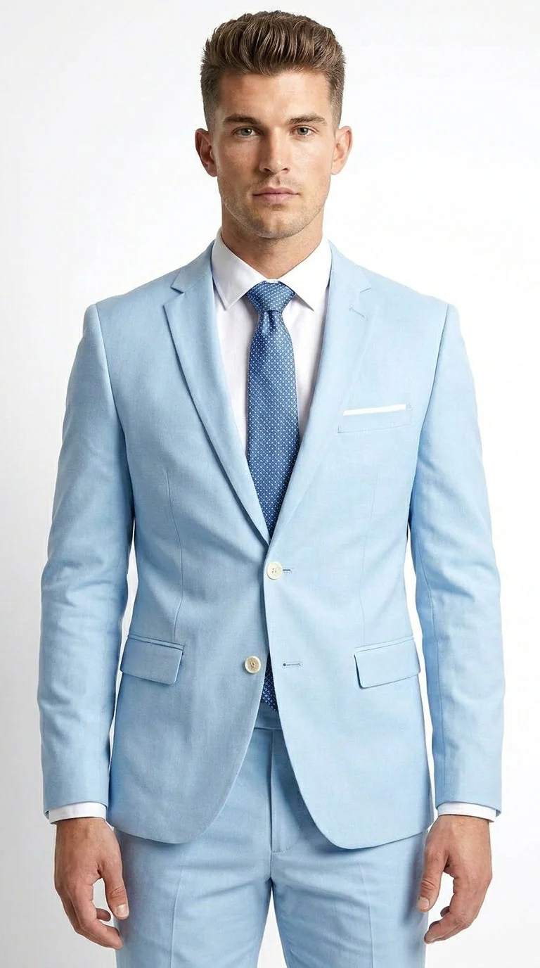 Men’s Light Blue Suit with Shorts – Casual Summer Blazer and Shorts Set for Wedding, Party and Smart Casual Wear - Image 5
