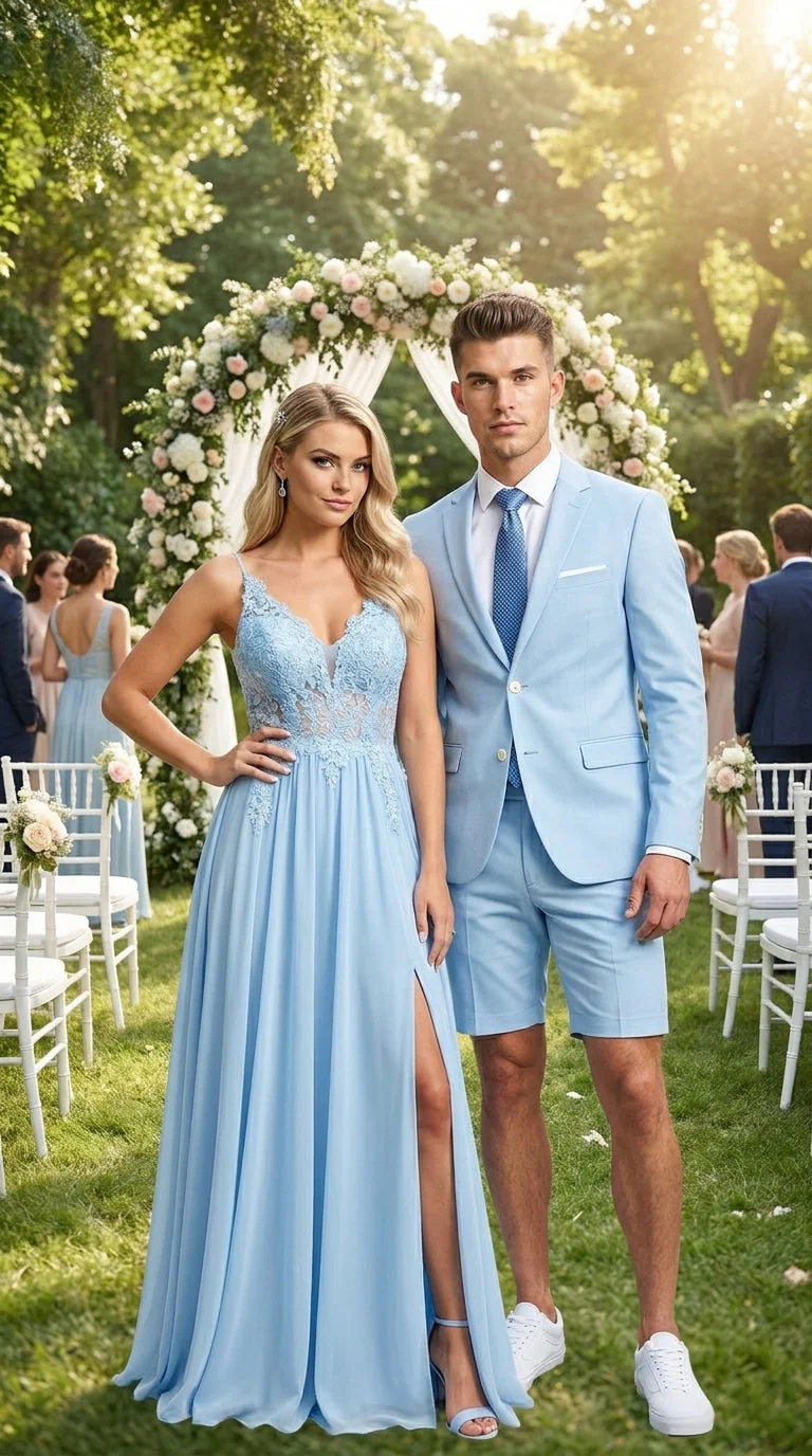 Men’s Light Blue Suit with Shorts – Casual Summer Blazer and Shorts Set for Wedding, Party and Smart Casual Wear - Image 7