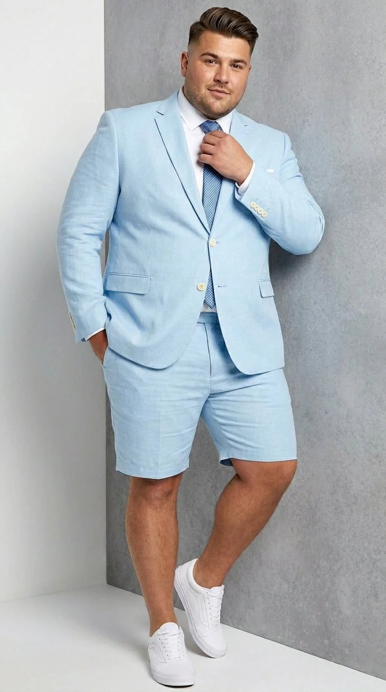 Men’s Light Blue Suit with Shorts – Casual Summer Blazer and Shorts Set for Wedding, Party and Smart Casual Wear - Image 8