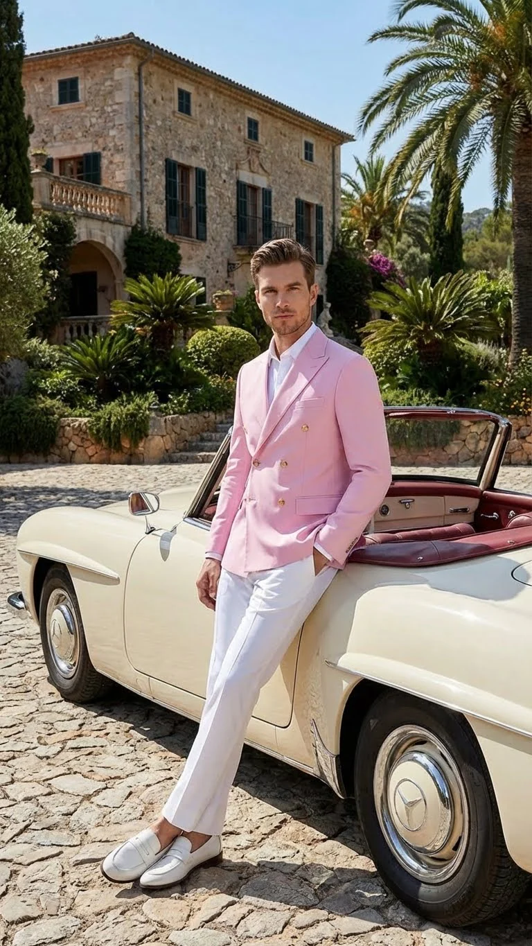 Men’s Light Pink Double Breasted Blazer – Sport Jacket Coat - Image 7