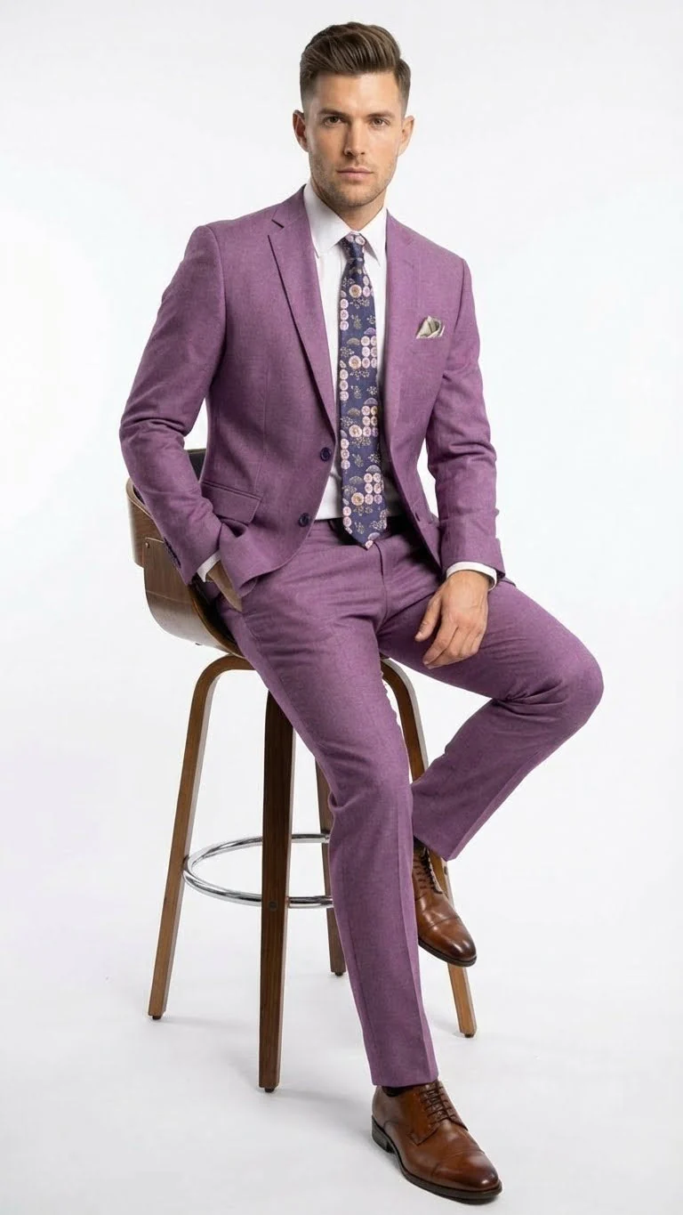 Men’s Light Purple Suit Blazer and Suit Jacket Mauve – Formal Wedding & Party Wear Coat for Business Prom and Church - Image 4