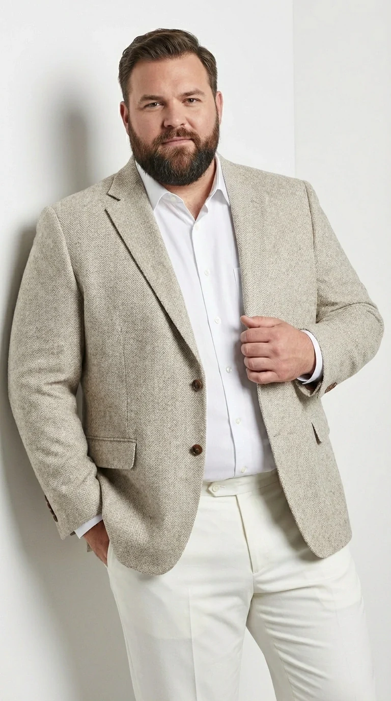 Men’s Light Tan Tweed Blazer – Classic Herringbone Sport Coat, Beige Casual Formal Jacket, Vintage Style Business & Smart Casual Wear - Image 13