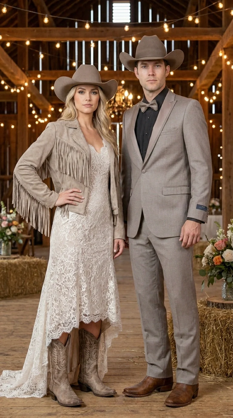Men’s Light Taupe Western Tuxedo Suit – Cowboy Style Formal Blazer and Pants Outfit in Khaki Tan Light Brown Color - Image 14