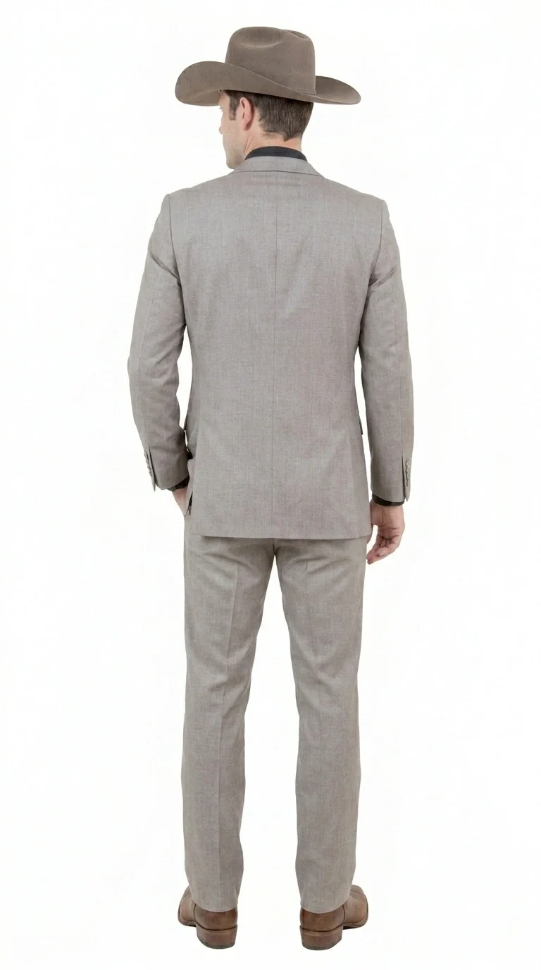 Men’s Light Taupe Western Tuxedo Suit – Cowboy Style Formal Blazer and Pants Outfit in Khaki Tan Light Brown Color - Image 5