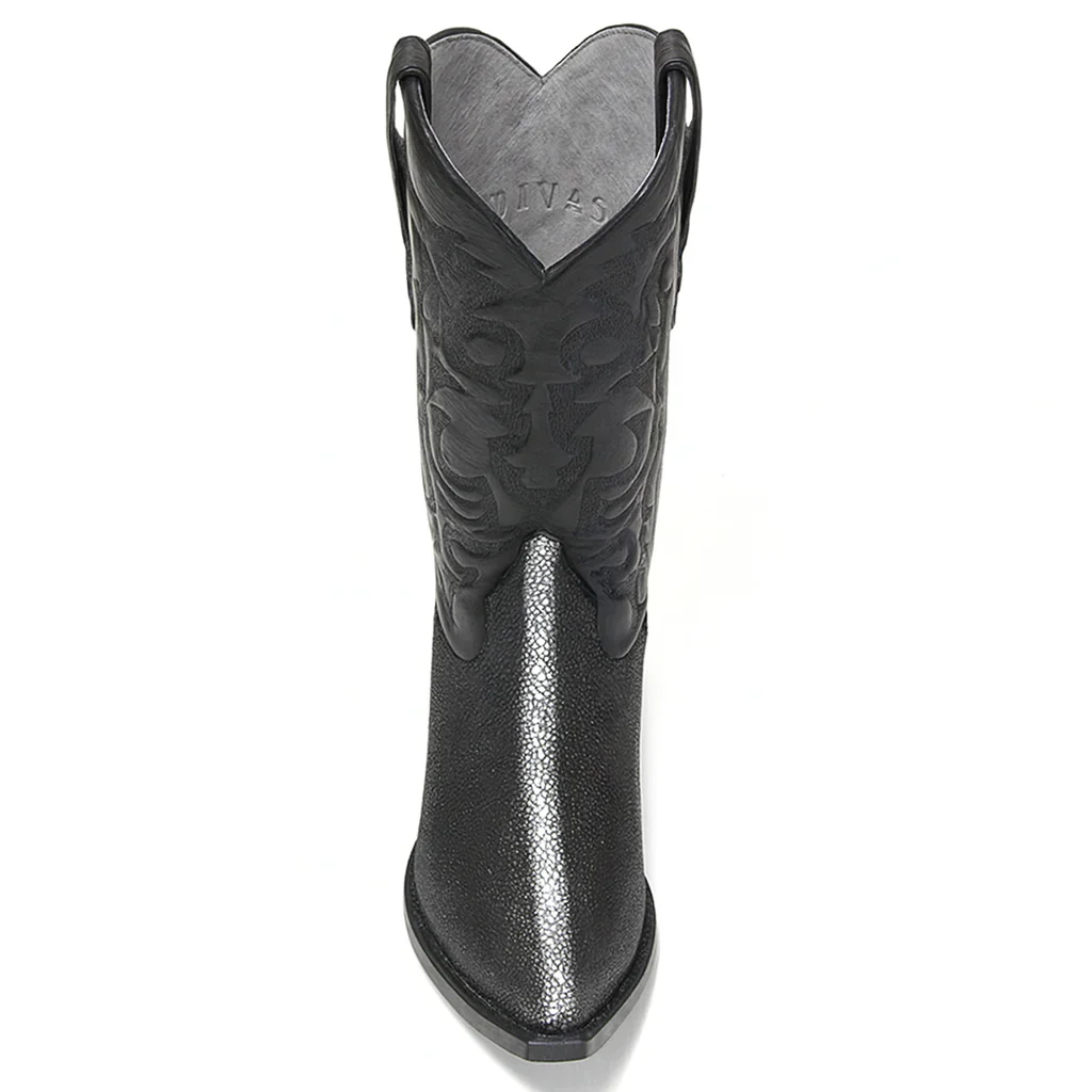 Men’s Los Altos Black Stingray Snip Toe Boots - Image 6
