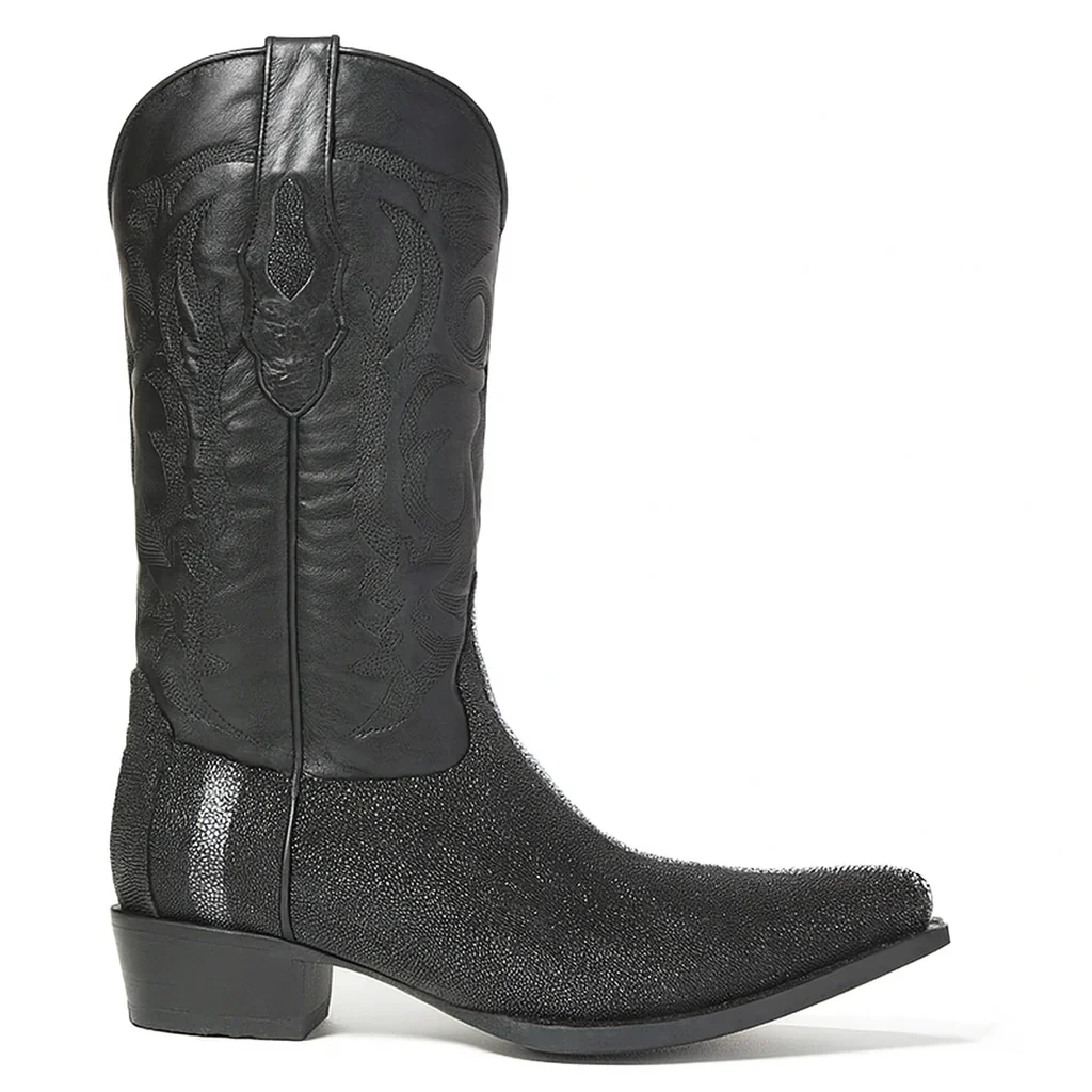 Men’s Los Altos Black Stingray Snip Toe Boots - Image 7