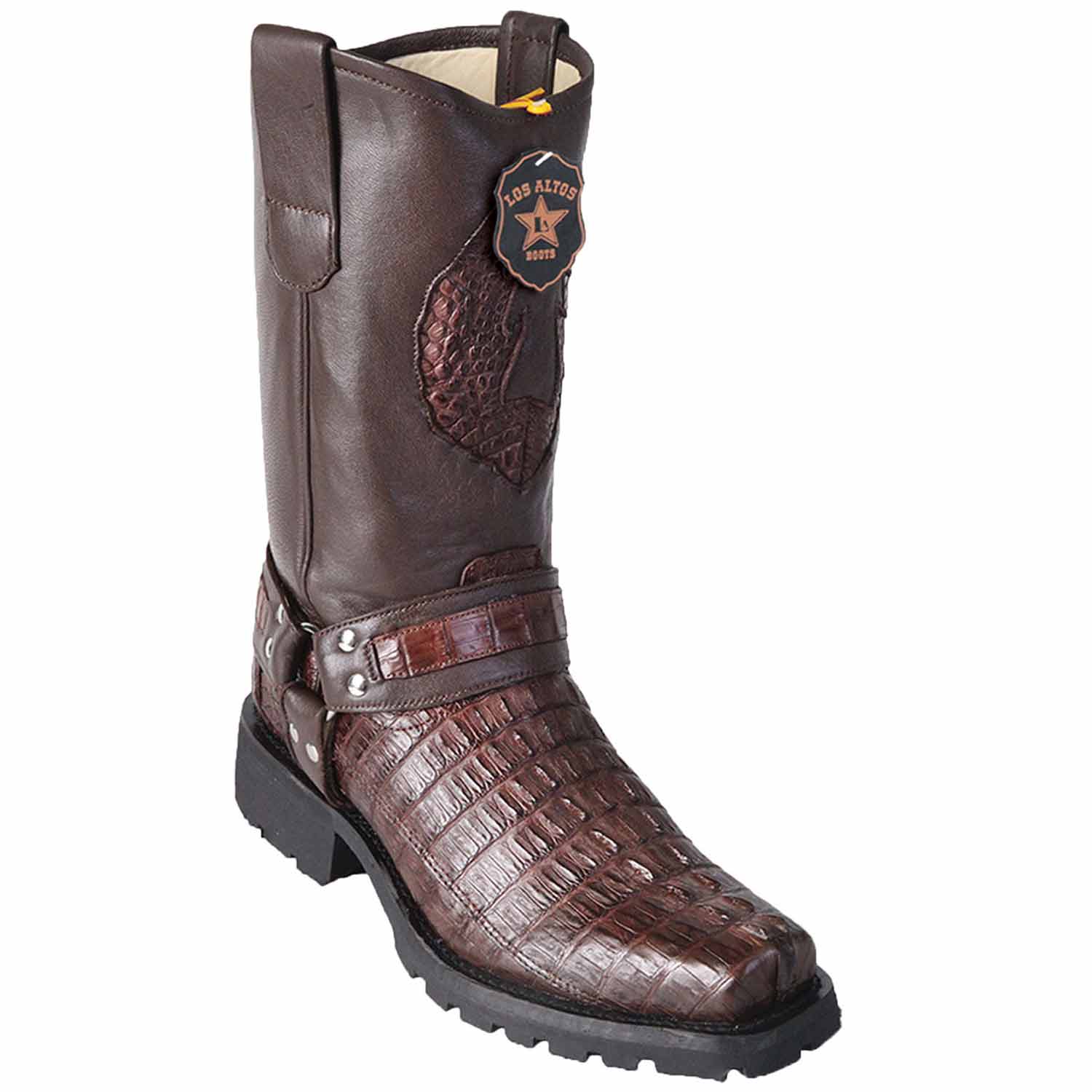 Men’s Los Altos Caiman Tail Skin Biker Boots – Handmade Exotic Leather Western Boots - Image 4