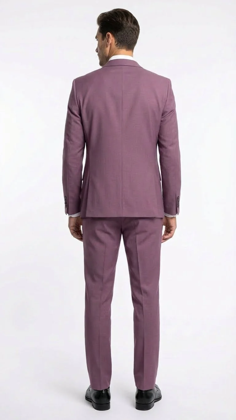 Men’s Mauve Three-Piece Suit – Slim Fit Formal Blazer, Vest, and Trousers for Weddings Rose Gold Pinkish Color - Image 2