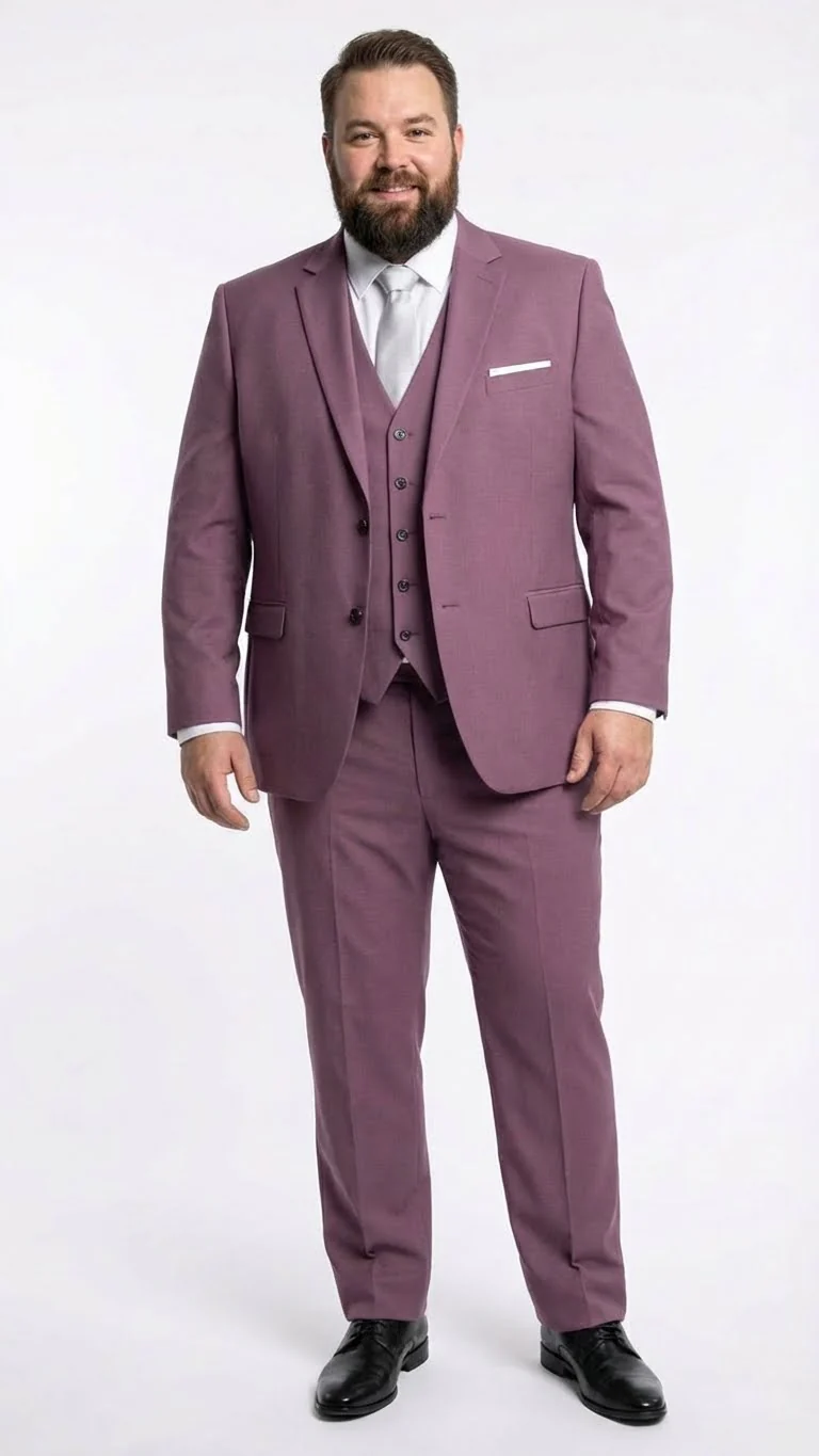 Men’s Mauve Three-Piece Suit – Slim Fit Formal Blazer, Vest, and Trousers for Weddings Rose Gold Pinkish Color - Image 6