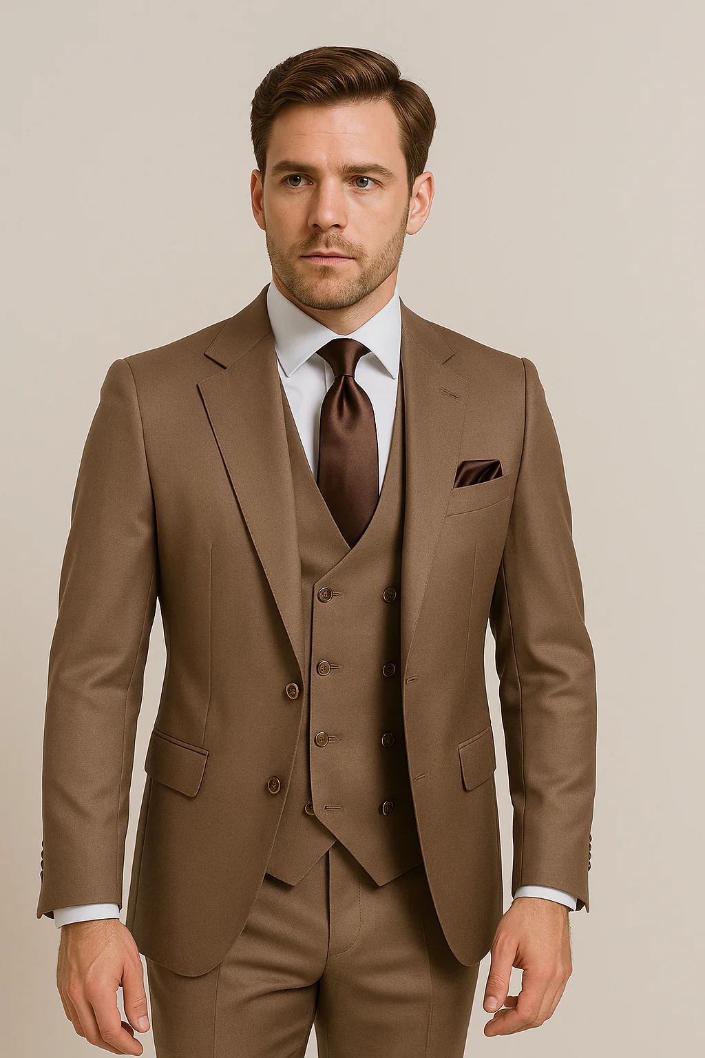 Men’s Modern Formal Suit – Rossi Man Max Slim Fit 3-Piece in Solid Mocha | RM1172 - Image 2