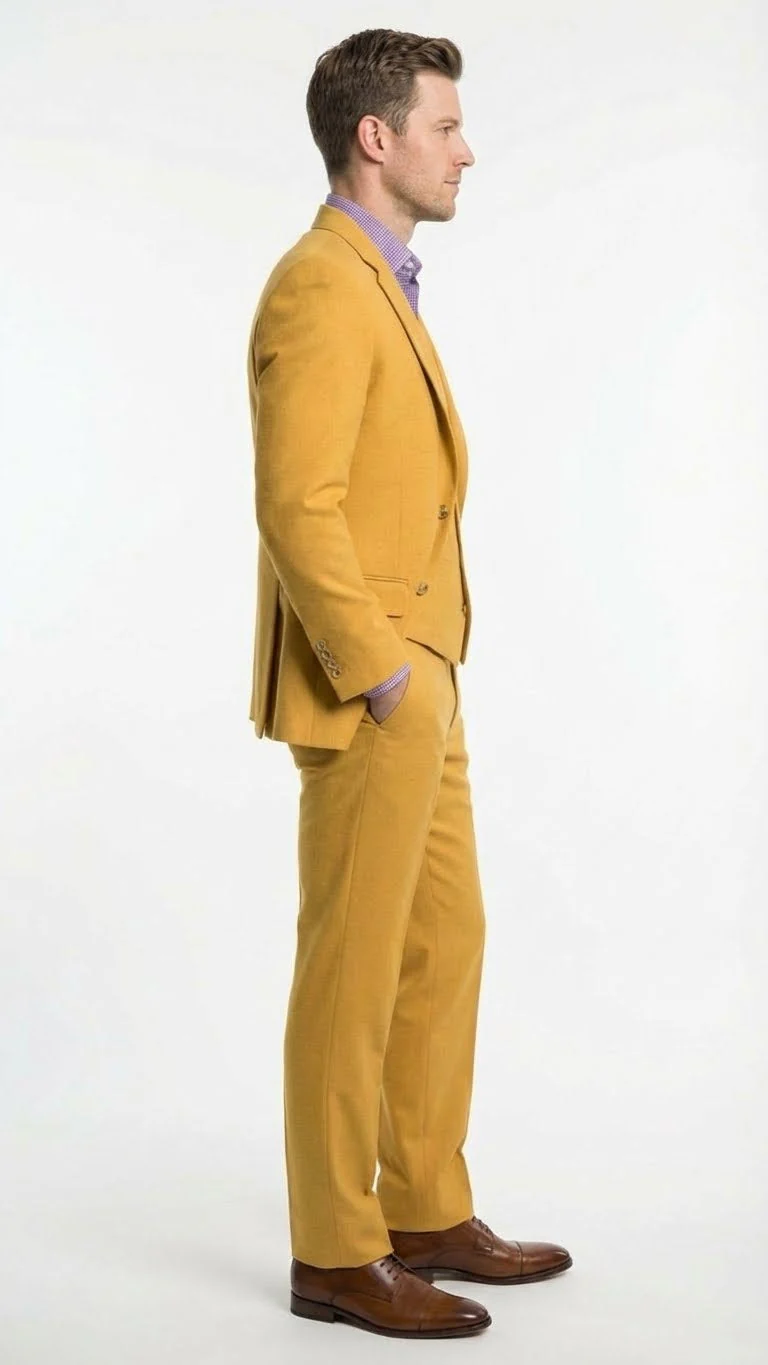 Men’s Mustard Yellow Three Piece Suit | 2 Button Notch Lapel Modern Fit in Gold Color - Church Suit - Image 11