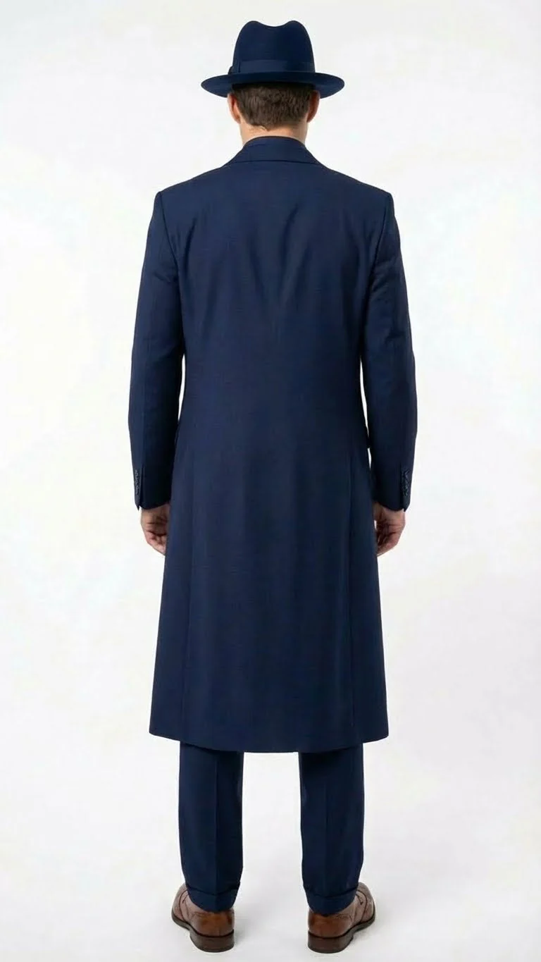Men’s Navy Blue 1920s Zoot Suit – Long Mafia Gangster Three-Piece Vintage Costume Set Zuit Pachuco Style - Image 2