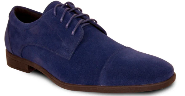 Men’s Navy Blue Suede Cap Toe Dress Shoes – Classic Lace Up Formal Wedding and Prom Shoes Velvet Fabric - Image 13