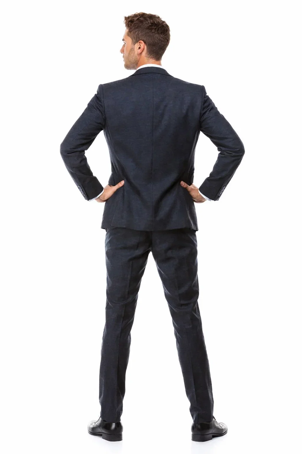 Men’s Navy Blue Vintage Tweed Wedding Suit – Two Button Jacket with Matching Vest - Image 5